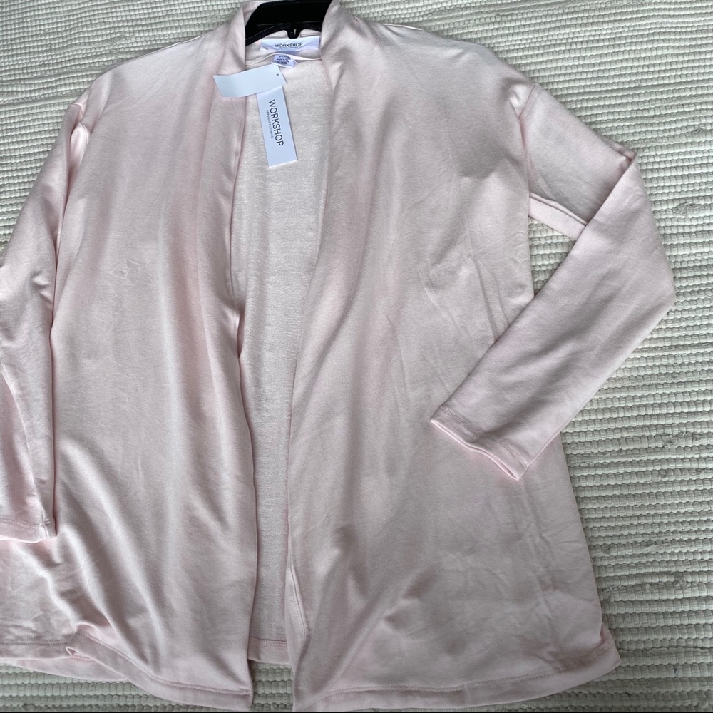 Blush Pink Waterfall Cardigan NWT M Soft Knit Open Front Spring Layer - Picture 8 of 8